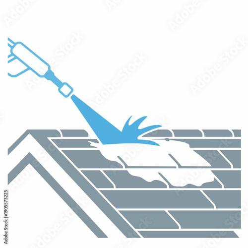 Power washing roof maintenance concept flat vector illustration on white background