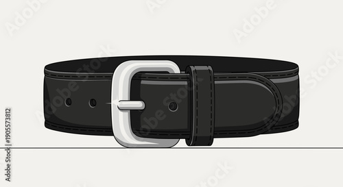 Black Leather Belt with Silver Buckle.