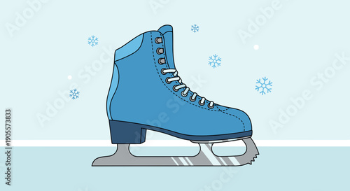 Blue Ice Skate with White Laces.