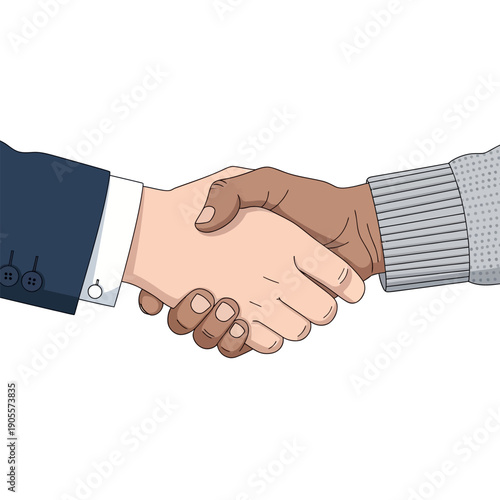 Business handshake between two different people showing cooperation and partnership agreement