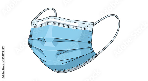 Blue Surgical Face Mask Illustration.
