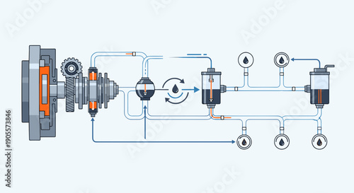 Brake System Diagram Technical Illustration.