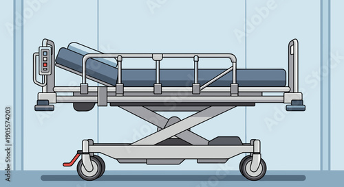 Hospital Bed on Wheels with Mattress.