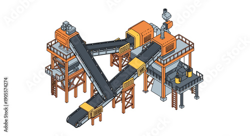 Industrial Conveyor Belt System with Machines.