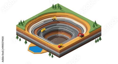Isometric Illustration of Underground Tunnel System.