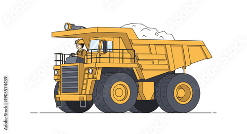 Large Yellow Dump Truck Illustration.