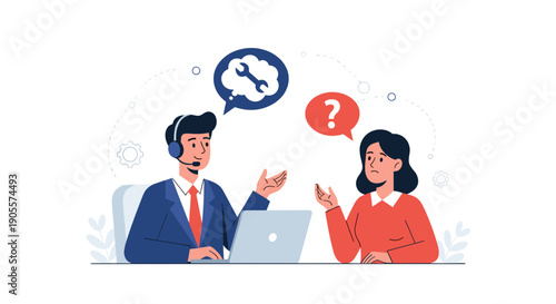 Man and Woman Discussing Time on Laptop.