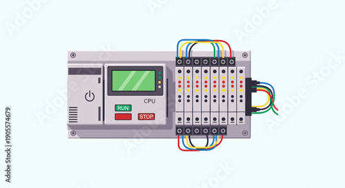 Programmable Logic Controller with Wires and Interface.