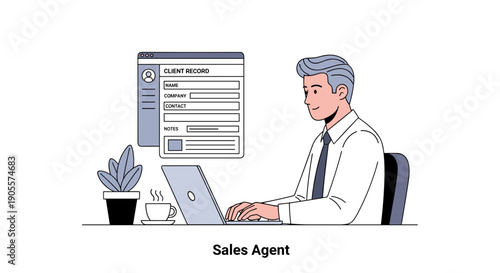 Sales Agent Working on Laptop Computer 1.