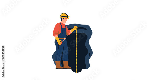 Worker in Overalls Standing Beside Dumpster.