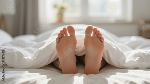 feet outside of bed