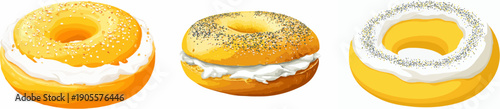 Golden delight: A tempting yellow bagel with cream