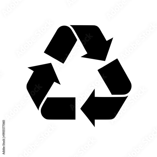 Universal recycling symbol featuring three arrows forming a triangular loop