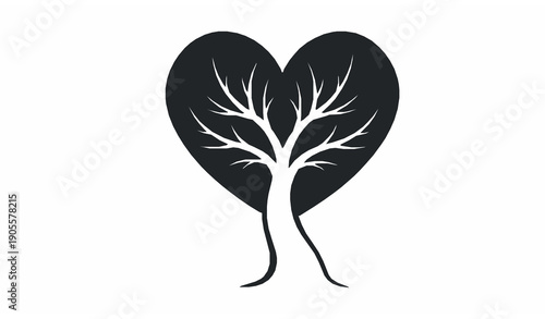 Abstract heart shaped tree vector illustration symbol of love nature and harmony