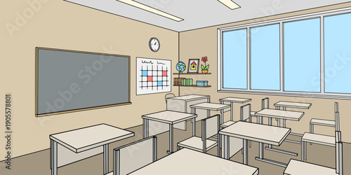 Classroom graphic color interior sketch illustration vector 