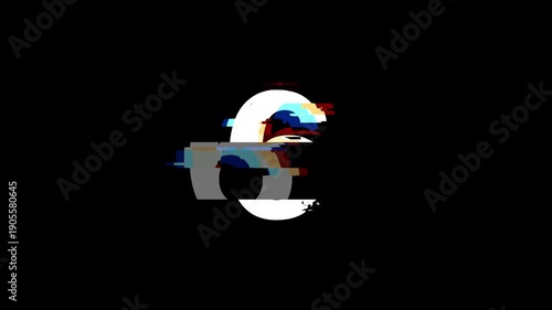 Glitch interference countdown digital numbers from 10 to 1, 4k 