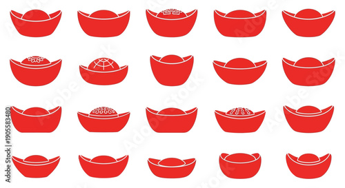 A beautiful collection of traditional Chinese gold ingots, symbolizing wealth and prosperity, perfect for festive decorations and cultural celebrations