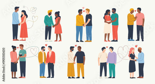 couple people group walking and working vector illustration silhouette