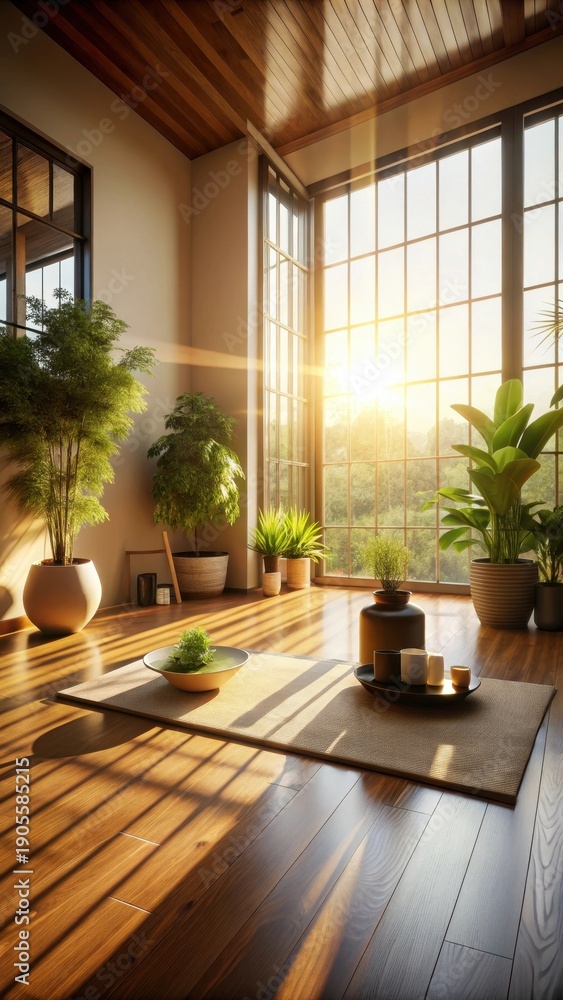 Fototapeta premium Serene Morning Routine on a Sunny Floor