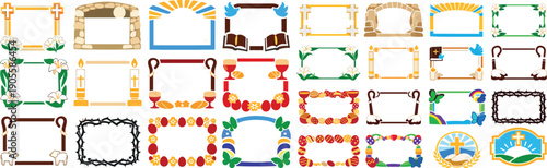 Christian Easter Frame Collection with Religious Symbols
