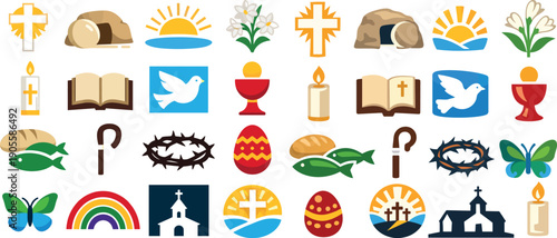 Christian Easter Symbols and Religious Icons Collection