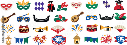 Venice Carnival Masks and Festive Items Collection