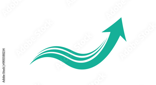Green Arrow Moving Upward, Business Growth Concept, White Background