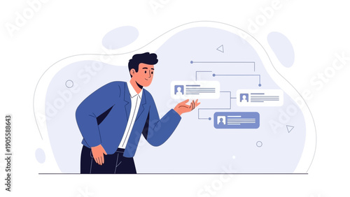 Man Organizing Business Hierarchy Chart