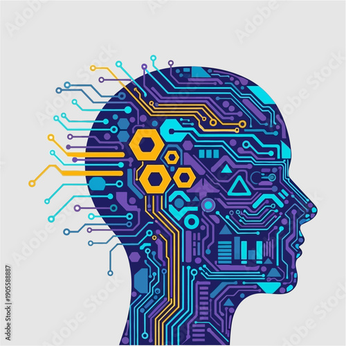 Vibrant abstract geometric pattern with scattered confetti and twinkling stars, festive celebration digital art