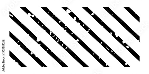 Black and white diagonal stripes with grunge texture create a dynamic and high contrast pattern, suitable for backgrounds, overlays, and design elements