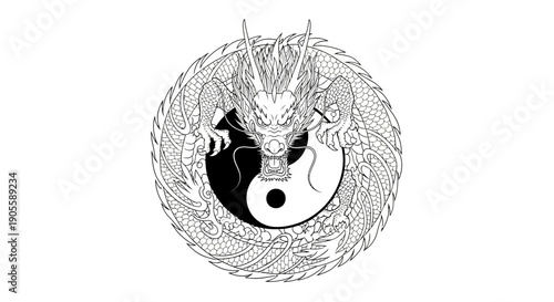 Yin Yang Dragon Circle Tattoo Design