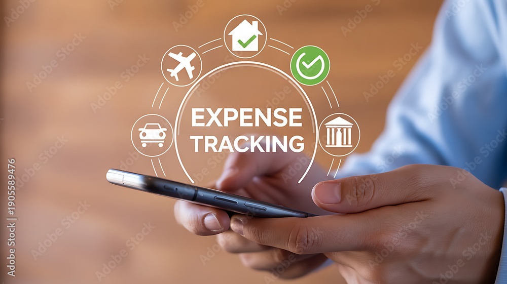 Obraz premium Expense tracking and personal finance management on mobile 