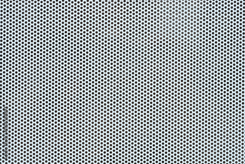 A gray perforated window sticker with a dense pattern of small circular holes designed for one way vision and solar protection