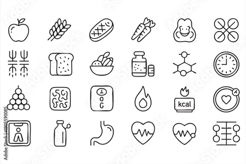 Food Supplement and Medical Nutrition Line Art for Clinics