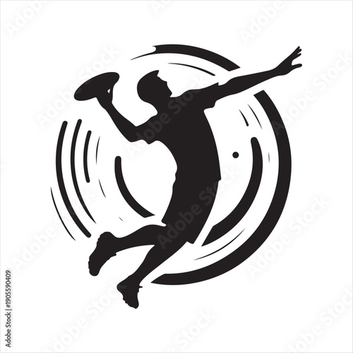 Disc golf throw vector silhouette outline logo design concept illustration 