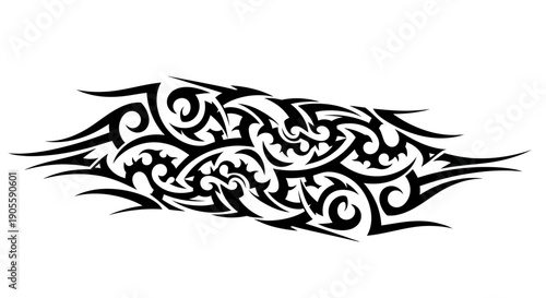 Tribal Tattoo Design - Abstract Swirls and Sharp Lines