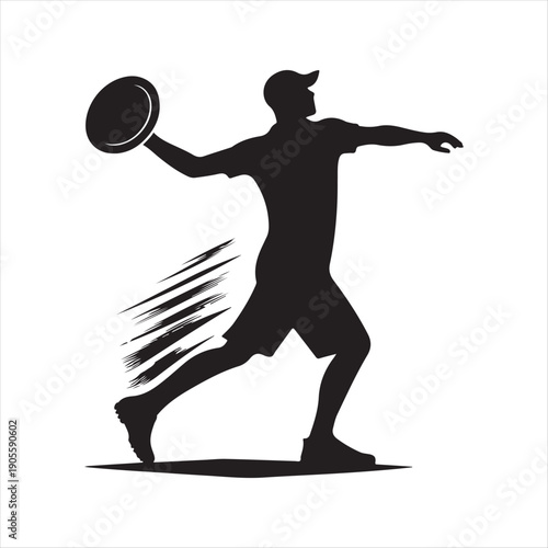 Disc golf throw vector silhouette outline logo design concept illustration 