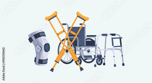 Collection of ladders and step stools equipment.