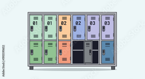 Colorful Metal Lockers with Combination Locks.