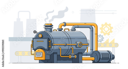 Industrial Boiler System with Pipes and Valves 1.