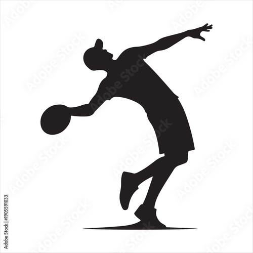 Disc golf throw vector silhouette outline logo design concept illustration 