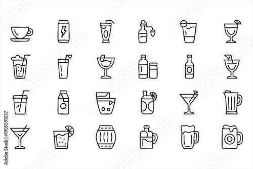 Alcohol and Coffee Drink Line Art for Restaurant Branding