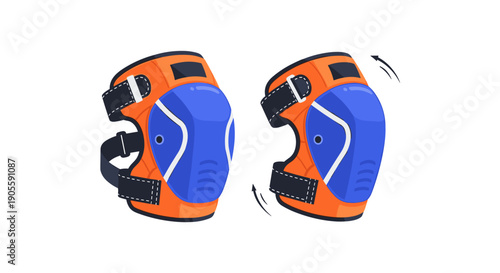 Orange and Blue Knee Pads Protection.