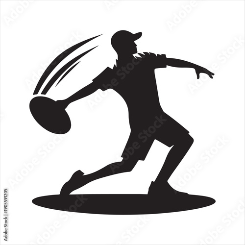 Disc golf throw vector silhouette outline logo design concept illustration 