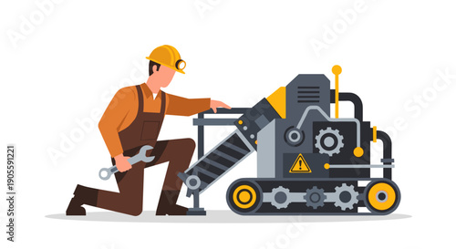 Worker Operating Road Sawing Machine.