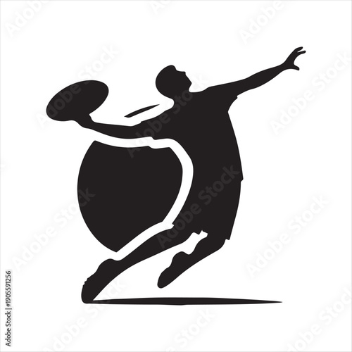 Disc golf throw vector silhouette outline logo design concept illustration 