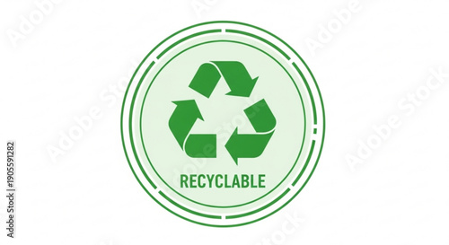 Green Recyclable Symbol on White Background