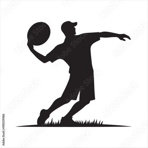 Disc golf throw vector silhouette outline logo design concept illustration 