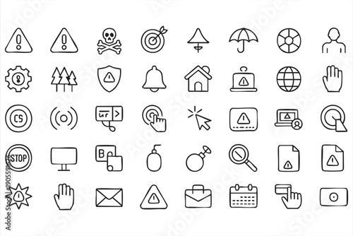 Security and Risk Management Line Art for System Monitoring