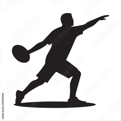 Disc golf throw vector silhouette outline logo design concept illustration 